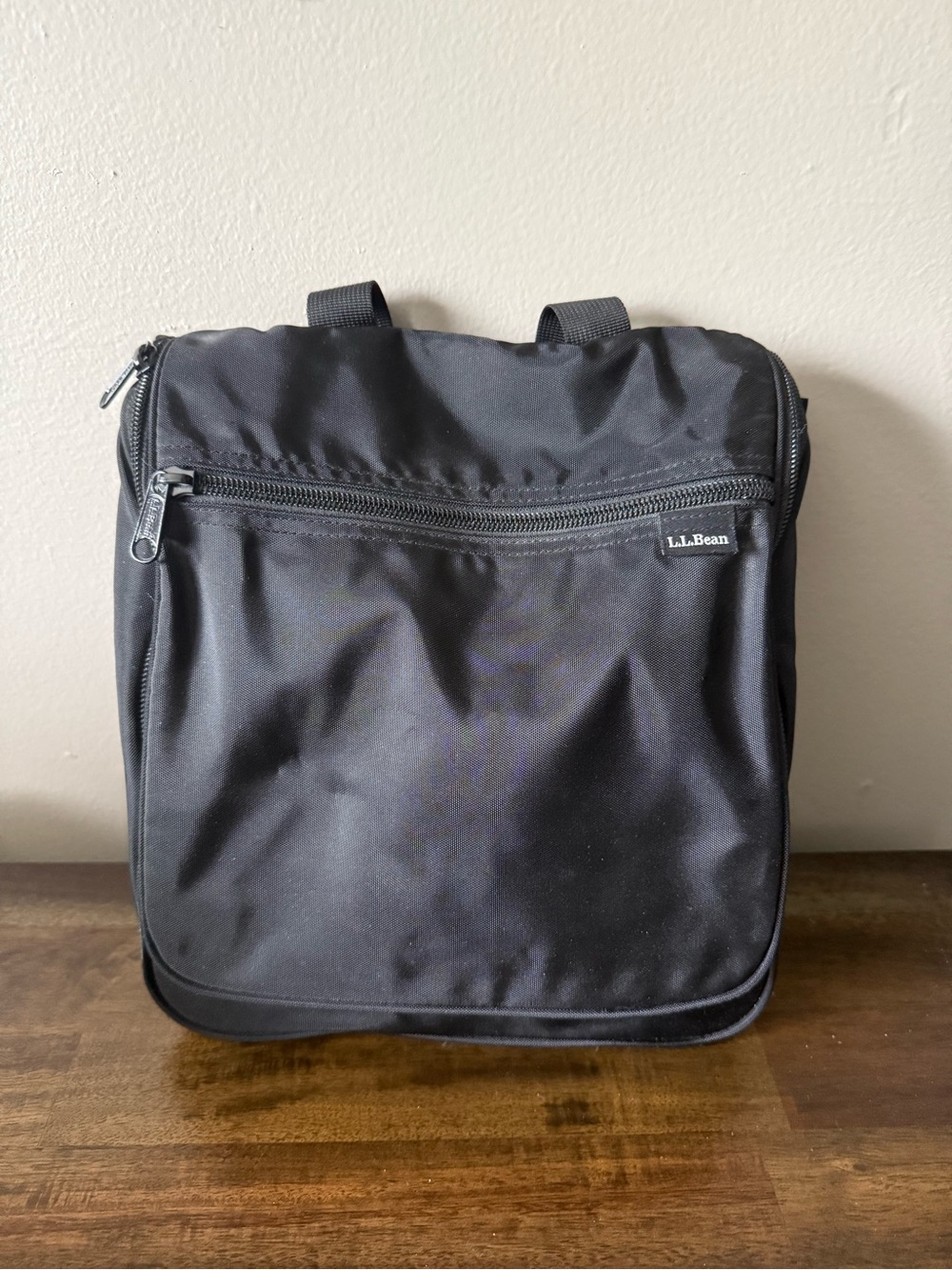 L.L. Bean Black Travel Toiletry Hanging Bag With Handle